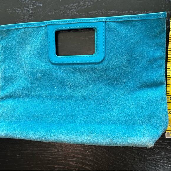 Blue Suede Handbag- clutch- leather- boho- color pop - western - Picture 5 of 11